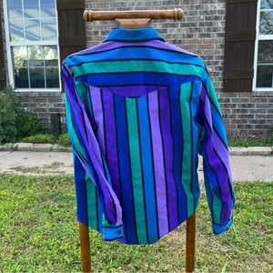 VINTAGE Roper button down shirt, peacock